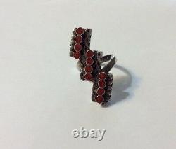 Early 1920-30 Vintage Handmade Native American NAVAJO Ring Carnelian And Silver