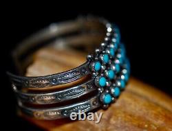 Early 1930's American Indian Navajo Old Pawn Silver Turquoise Cuff Bracelet