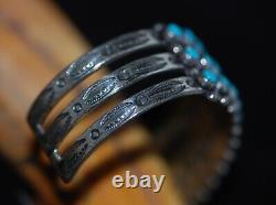 Early 1930's American Indian Navajo Old Pawn Silver Turquoise Cuff Bracelet