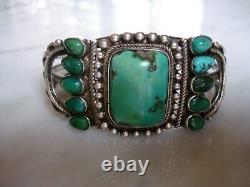 Early 1930's Navajo Cerrillos Turquoise Ingot Silver Cuff