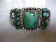 Early 1930's Navajo Cerrillos Turquoise Ingot Silver Cuff