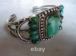 Early 1930's Navajo Cerrillos Turquoise Ingot Silver Cuff