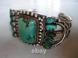 Early 1930's Navajo Cerrillos Turquoise Ingot Silver Cuff