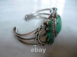 Early 1930's Navajo Cerrillos Turquoise Ingot Silver Cuff