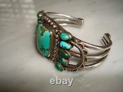 Early 1930's Navajo Cerrillos Turquoise Ingot Silver Cuff