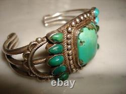 Early 1930's Navajo Cerrillos Turquoise Ingot Silver Cuff