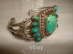 Early 1930's Navajo Cerrillos Turquoise Ingot Silver Cuff