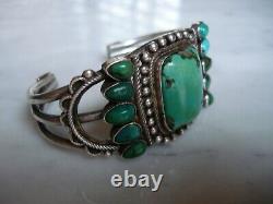 Early 1930's Navajo Cerrillos Turquoise Ingot Silver Cuff