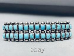 Early 1930's Vintage Zuni Turquoise Sterling Silver Bracelet