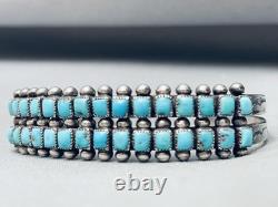 Early 1930's Vintage Zuni Turquoise Sterling Silver Bracelet