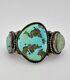 Early 1940's Navajo Coin Silver Cerrillos Turquoise Cuff Bracelet