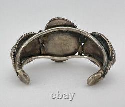 Early 1940's Navajo Coin Silver Cerrillos Turquoise Cuff Bracelet