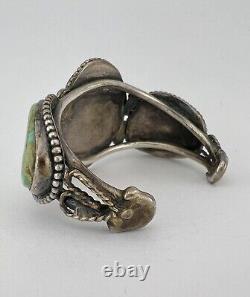 Early 1940's Navajo Coin Silver Cerrillos Turquoise Cuff Bracelet