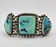 Early 1940's Navajo Coin Silver Cerrillos Turquoise Cuff Bracelet 93.5g