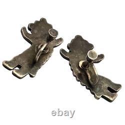 Early 1940's Screw Back Earrings Zuni Rainbowman Multistone Channel Inlay