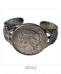Early 1940's Vintage Navajo Sterling Silver Coin Native American Bracelet Old