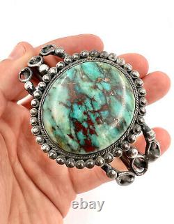 Early 1950s Navajo Lavender Pit Bisbee Turquoise Sterling Silver Cuff Bracelet