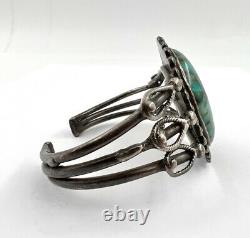 Early 1950s Navajo Lavender Pit Bisbee Turquoise Sterling Silver Cuff Bracelet