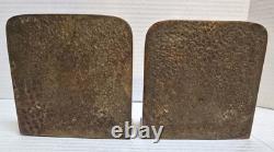 Early 20th C Antique Native American Chief Head Dress Face Bookends Solid Bronze