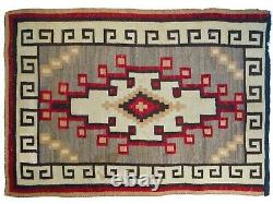 Early 20th C Antique Navajo Nat American Hand Dyed/woven Geometric Pattern Rug