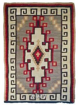 Early 20th C Antique Navajo Nat American Hand Dyed/woven Geometric Pattern Rug