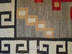 Early 20th C Antique Navajo Nat American Hand Dyed/woven Geometric Pattern Rug