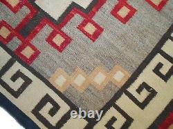 Early 20th C Antique Navajo Nat American Hand Dyed/woven Geometric Pattern Rug