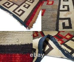 Early 20th C Antique Navajo Nat American Hand Dyed/woven Geometric Pattern Rug