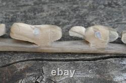 Early 20th Century Tlingit Native Carved & Bent Horn Ladles with Mother of Pearl