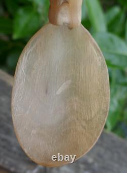 Early 20th Century Tlingit Native Carved & Bent Horn Ladles with Mother of Pearl