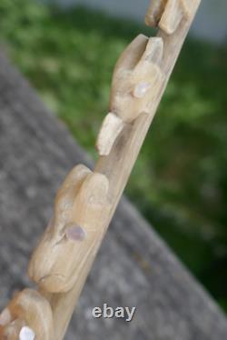Early 20th Century Tlingit Native Carved & Bent Horn Ladles with Mother of Pearl
