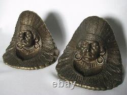 Early 20th century pair of Bronze Indian Chief Bookends nice, ships free