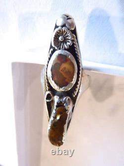 Early 50's Navajo Native American Hand Made Sterling Fire Agate Ladies Ring Sz 7