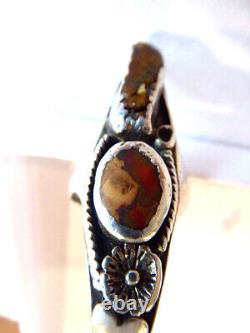 Early 50's Navajo Native American Hand Made Sterling Fire Agate Ladies Ring Sz 7