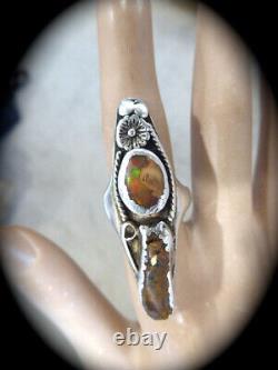 Early 50's Navajo Native American Hand Made Sterling Fire Agate Ladies Ring Sz 7