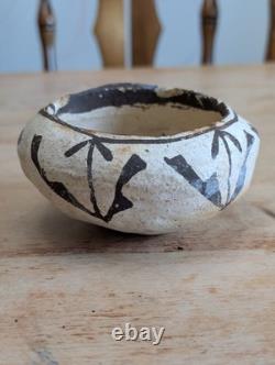 Early Acoma Pottery Native American White Black Polychrome Bowl 4 Seed Pot