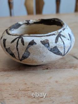 Early Acoma Pottery Native American White Black Polychrome Bowl 4 Seed Pot
