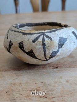 Early Acoma Pottery Native American White Black Polychrome Bowl 4 Seed Pot
