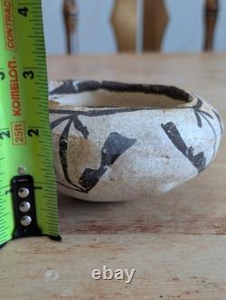 Early Acoma Pottery Native American White Black Polychrome Bowl 4 Seed Pot