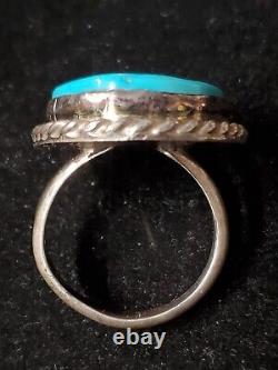 Early American C. Issacs Sterling Sz8 Native Turquoise Turtle Mrk Ring (Db10)