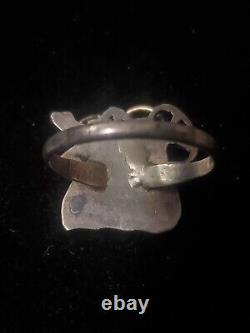 Early American Covered Wagon Sterling Size 10.5 Native Turquoise Ring 1 (Db10)