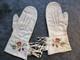 Early American Leather Gloves, Embroidered Native Gauntlet Mittens, Day-03212