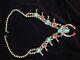 Early Amrerican Southwest Squash Blossum Silver/turquoise/coral Necklace