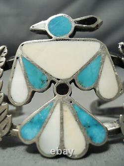 Early And Detailed Vintage Navajo Turquoise Eagle Sterling Silver Bracelet