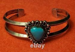 Early Annie Chapo Navajo Cuff Bracelet Sterling Turquoise 23.7g