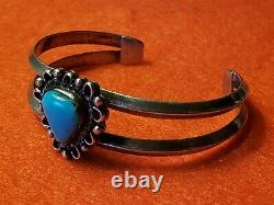 Early Annie Chapo Navajo Cuff Bracelet Sterling Turquoise 23.7g