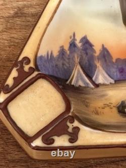 Early Antique Hand Painted Nippon Native American Indian Figural Ashtray Rare