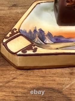 Early Antique Hand Painted Nippon Native American Indian Figural Ashtray Rare