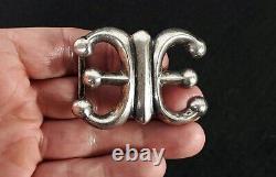 Early Antique NAVAJO Native American Sterling Silver Sand Cast Belt Buckle