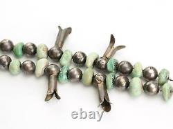 Early Antique Native American Treasure Beads Squash Blossom Necklace Turquoise